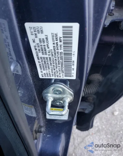 2012 Honda Crosstour Exl z USA, uszkodzony, nr VIN 5J6TF2H50CL005705